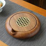 Maxbell Gongfu Tea Serving Tray Table Box Household Walnut Wood Round Craft Ornament