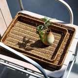 Maxbell Woven Decorative Tray Nordic Imitation Rattan for Camping Kitchen