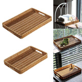 Maxbell Woven Decorative Tray Nordic Imitation Rattan for Camping Kitchen