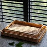 Maxbell Woven Decorative Tray Nordic Imitation Rattan for Camping Kitchen