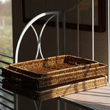 Maxbell Woven Decorative Tray Nordic Imitation Rattan for Camping Kitchen