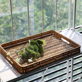 Maxbell Woven Decorative Tray Nordic Imitation Rattan for Camping Kitchen