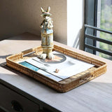 Maxbell Woven Decorative Tray Nordic Imitation Rattan for Camping Kitchen