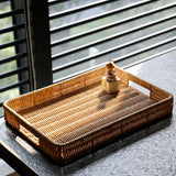 Maxbell Woven Decorative Tray Nordic Imitation Rattan for Camping Kitchen