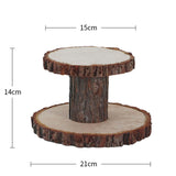 Maxbell Cupcake Tower Wood Parties Tableware Multifunctional Round Plates Cake Stand 2 tier small