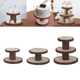 Maxbell Cupcake Tower Wood Parties Tableware Multifunctional Round Plates Cake Stand 2 tier small