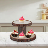 Maxbell Cupcake Tower Wood Parties Tableware Multifunctional Round Plates Cake Stand 2 tier small