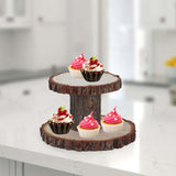 Maxbell Cupcake Tower Wood Parties Tableware Multifunctional Round Plates Cake Stand 2 tier small