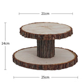 Maxbell Cupcake Tower Wood Parties Tableware Multifunctional Round Plates Cake Stand 2 tier large