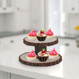 Maxbell Cupcake Tower Wood Parties Tableware Multifunctional Round Plates Cake Stand 2 tier large