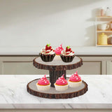 Maxbell Cupcake Tower Wood Parties Tableware Multifunctional Round Plates Cake Stand 2 tier large