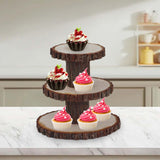 Maxbell Cupcake Tower Wood Parties Tableware Multifunctional Round Plates Cake Stand 3 tier
