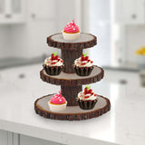 Maxbell Cupcake Tower Wood Parties Tableware Multifunctional Round Plates Cake Stand 3 tier