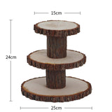 Maxbell Cupcake Tower Wood Parties Tableware Multifunctional Round Plates Cake Stand 3 tier