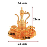 Maxbell Turkish Coffee Set Luxury Art Crafts Drinking Cups Set for Living Room Party Gold