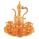 Maxbell Turkish Coffee Set Luxury Art Crafts Drinking Cups Set for Living Room Party Gold