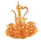 Maxbell Turkish Coffee Set Luxury Art Crafts Drinking Cups Set for Living Room Party Gold