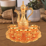 Maxbell Turkish Coffee Set Luxury Art Crafts Drinking Cups Set for Living Room Party Gold