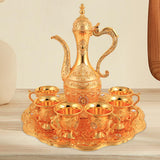 Maxbell Turkish Coffee Set Luxury Art Crafts Drinking Cups Set for Living Room Party Gold