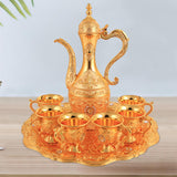 Maxbell Turkish Coffee Set Luxury Art Crafts Drinking Cups Set for Living Room Party Gold