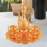 Maxbell Turkish Coffee Set Luxury Art Crafts Drinking Cups Set for Living Room Party Gold