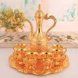 Maxbell Turkish Coffee Set Luxury Art Crafts Drinking Cups Set for Living Room Party Gold