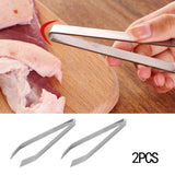 Maxbell 2 Pieces Fish Bone Tweezers Set Garlic Tweezer Remover Tool Vegetables Tools