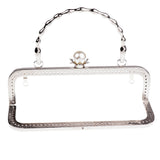 Pearl Bead Head Sunflower Rectangle Frame Bag Accessories 20cm silver