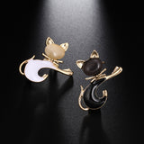 Maxbell Women Men Jewelry Cute Opal Cat Animal Brooch Corsage Collar Pin white