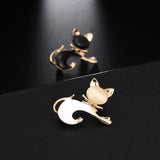 Maxbell Women Men Jewelry Cute Opal Cat Animal Brooch Corsage Collar Pin white