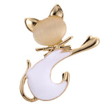 Maxbell Women Men Jewelry Cute Opal Cat Animal Brooch Corsage Collar Pin white