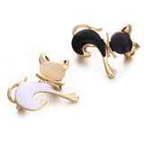 Maxbell Women Men Jewelry Cute Opal Cat Animal Brooch Corsage Collar Pin white