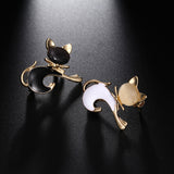 Maxbell Women Men Jewelry Cute Opal Cat Animal Brooch Corsage Collar Pin white