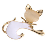 Maxbell Women Men Jewelry Cute Opal Cat Animal Brooch Corsage Collar Pin white