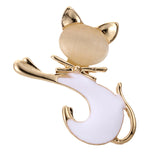 Maxbell Women Men Jewelry Cute Opal Cat Animal Brooch Corsage Collar Pin white