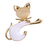 Maxbell Women Men Jewelry Cute Opal Cat Animal Brooch Corsage Collar Pin white