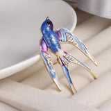 Women Jewelry Rhinestone Swallow Animal Brooch Corsage Collar Pin Blue