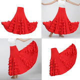 Maxbell Flamenco Ballroom Dance Waltz Big Swing Modern Long Skirt Dress Red - Aladdin Shoppers