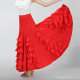 Maxbell Flamenco Ballroom Dance Waltz Big Swing Modern Long Skirt Dress Red - Aladdin Shoppers