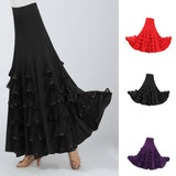 Maxbell Flamenco Ballroom Dance Waltz Big Swing Modern Long Skirt Dress Red - Aladdin Shoppers