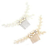 Women Bride Crystal Beads Gold Wedding Hair Clip Hair Comb Headpiece