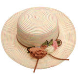 Women's Wide Brim Straw Sun Hat Summer Outdoor Beach Cap Milky white