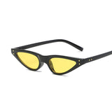 Women Retro Triangle Cateye Sunglasses Eyewear Black Frame & yellow lens