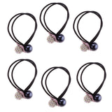 6 Piece Girl Ponytail Hair Rope Wreath Elastic Pearl Headdress Black Diamond