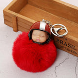 Soft Sleeping Baby Doll pattern Keyring Bag Purse Car Key Chain Red