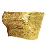 Women Sequin Off Shoulder Tube Top Blouse Stretchy Chest Wrap Party Vest Gold