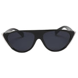 Women Fashion Vintage Sunglasses Large Eyewear Designer bright black frame & black gray lens