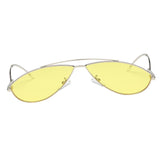 Unique Fashion Cat Eye Sunglasses Women Eyewear Sliver Frame Yellow Lens