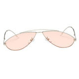 Unique Fashion Cat Eye Sunglasses Women Eyewear Sliver Frame Pink Lens