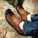 Maxbell Men Outdoor Casual Non Slip Lowtop Leather Shoes 40 Brown - Aladdin Shoppers